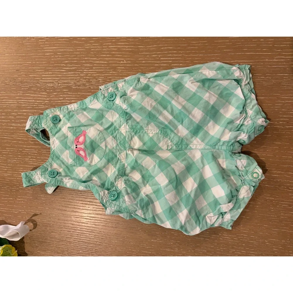 Baby Girls 6M-9M Summer Outfit Lot Watermelon Gingham Romper Dress Overalls